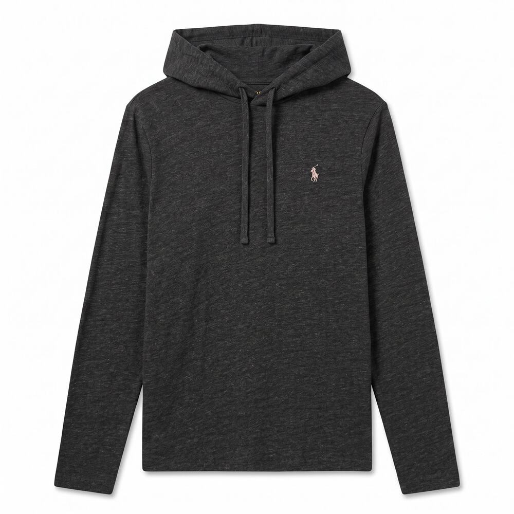 Polo Ralph Lauren Hoodie Mens Small Dark Gray Jersey Thin Cotton Lightweight